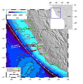 Caractérisation de l'évolution temporelle du glissement le long du plan de subduction à la suite du séisme de magnitude Mw 8.0 survenu à Pisco...